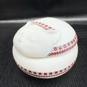 1980s‎ Takahashi Ceramic Trinket Holder Smiling Sleeping Cat Jewelry Holder VTG